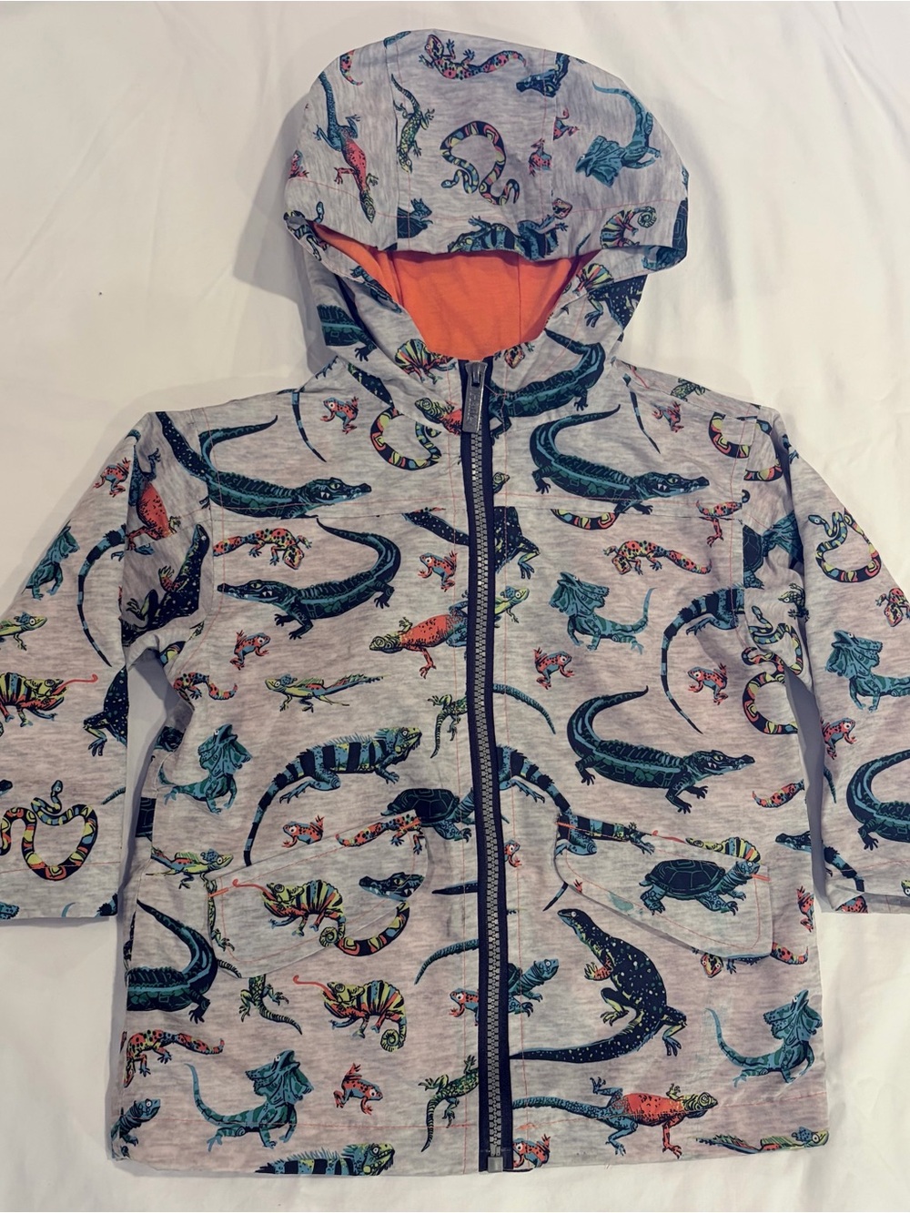 Hatley Boys Reptile Lizard Alligator Hooded Rain Jacket sz 3